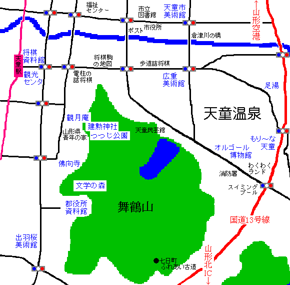 画像：天童の市街地図