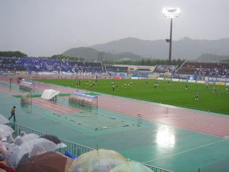 写真:大雨のNDスタ山形