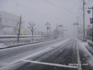 写真:吹雪の天童市役所前(2009年3月11日)