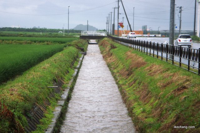 写真：天童三中前の幹線排水路第2号（大雨被害）