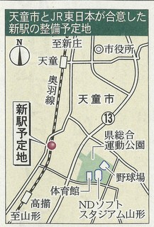 写真：新駅の位置図（河北新報）