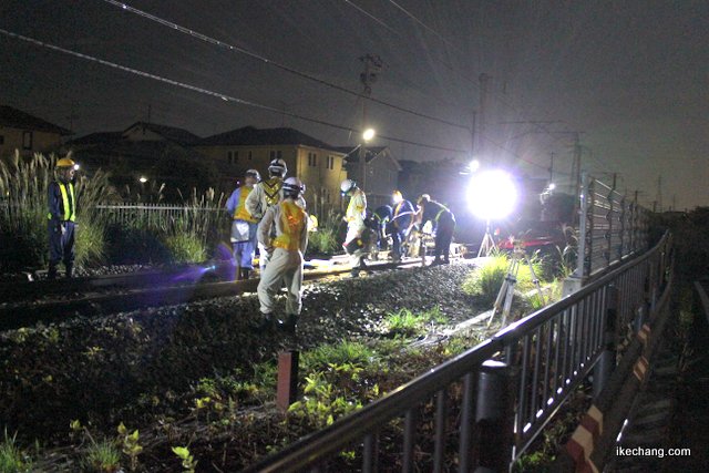 写真：天童南駅の軌道整備