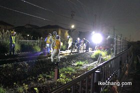 写真：天童南駅の軌道整備
