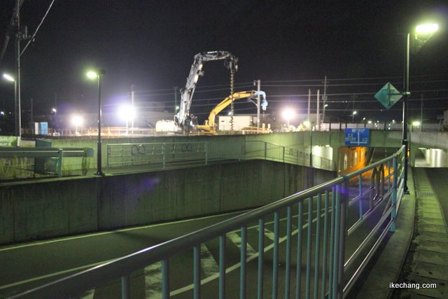 写真：天童南部アンダーの西側から見た天童南駅の工事現場（天童南駅設置工事）