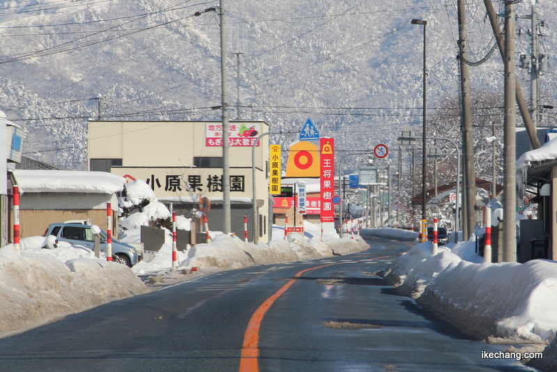 画像：国道48号沿いから見た王将果樹園の看板