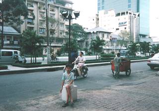 [ Boy in front of the hotel ]